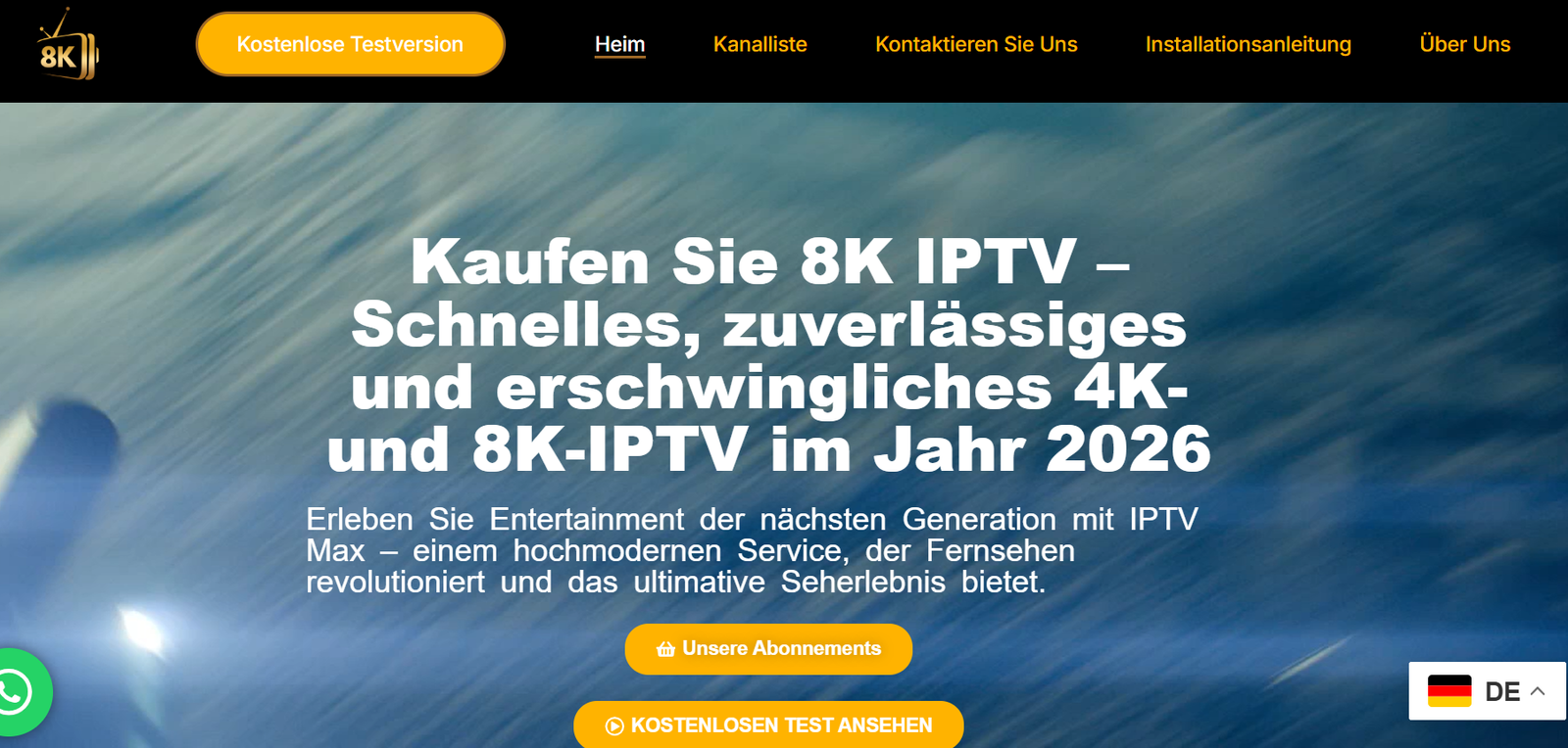 kaufen8kiptv.de IPTV provider screenshot