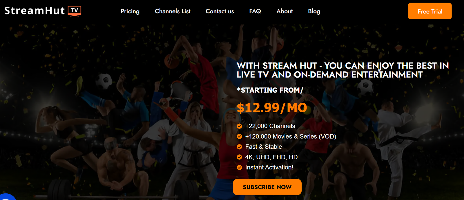 streamhut.shop IPTV provider screenshot
