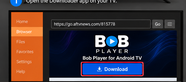 Bob Player download page in Downloader